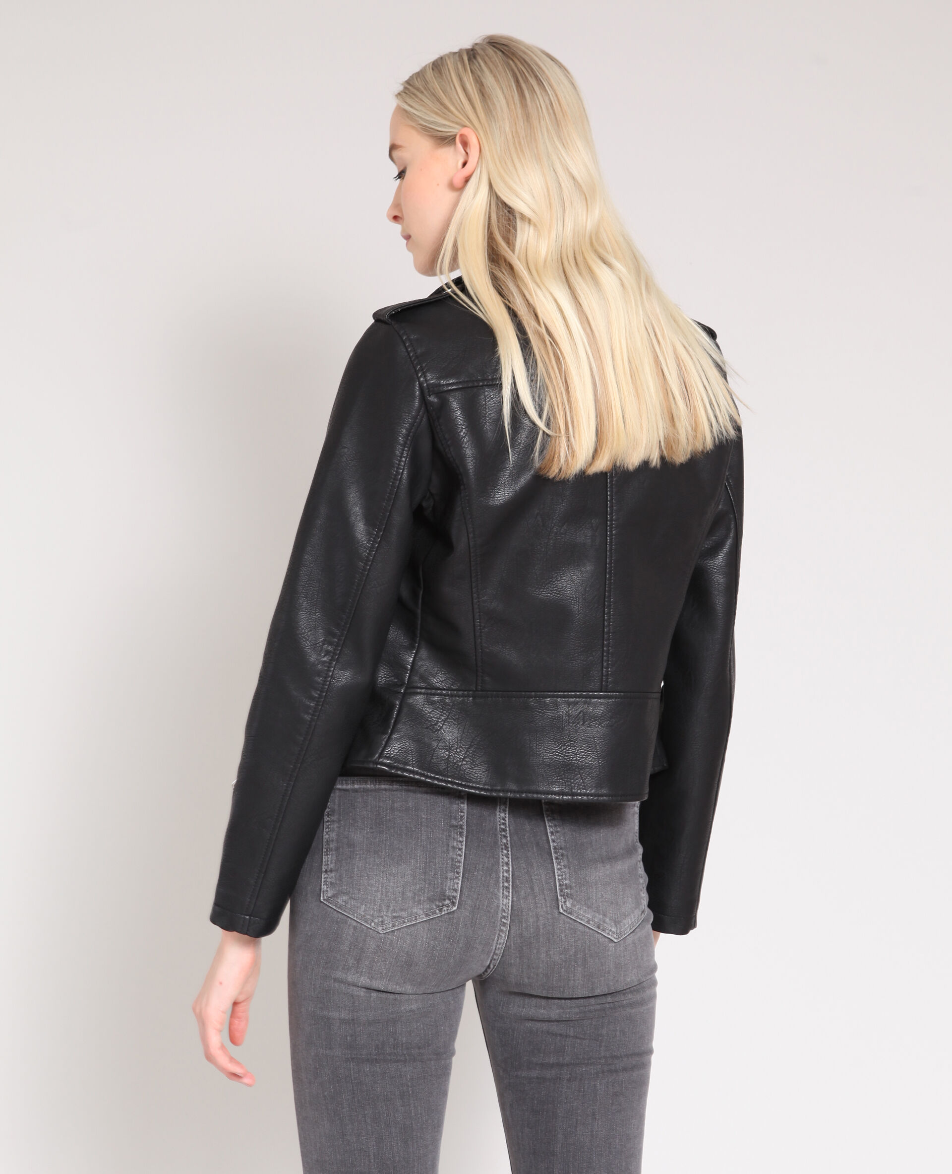 Veste perfecto faux cuir noir - 323285899A08 | Pimkie