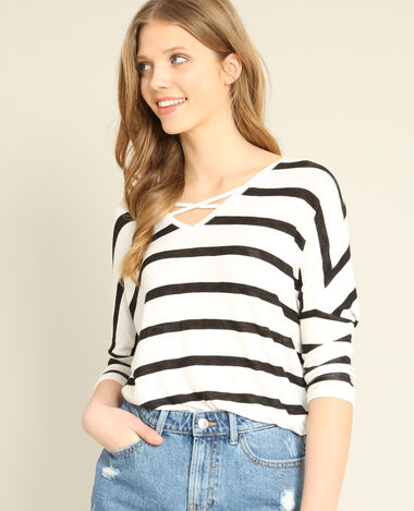 T-shirt à rayures blanc - Pimkie