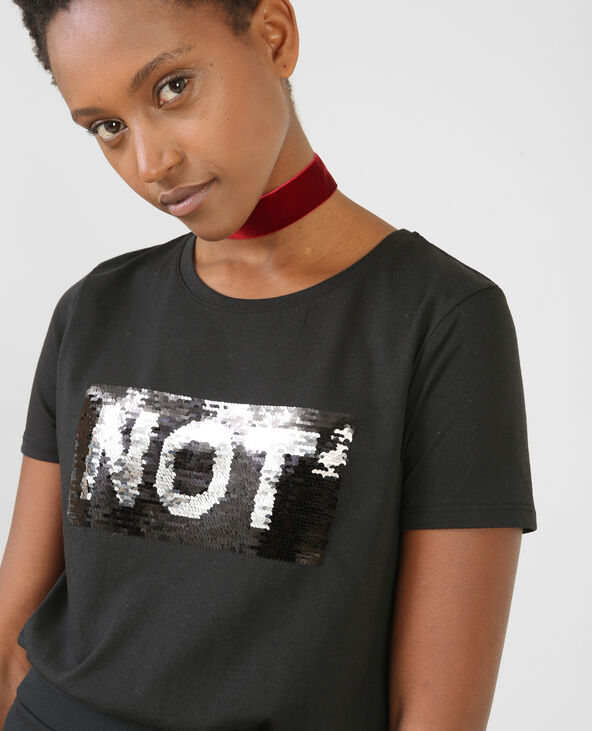 T-shirt message reversible noir - Pimkie
