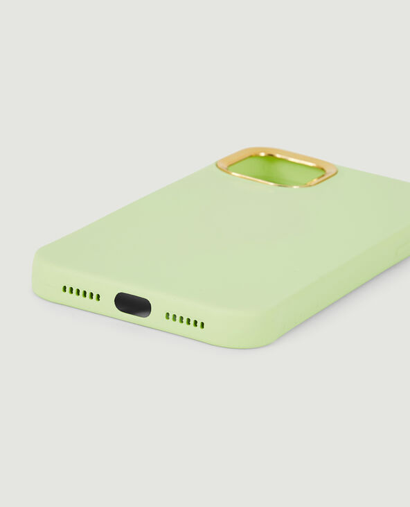 Coque iPhone contour doré vert anis - Pimkie