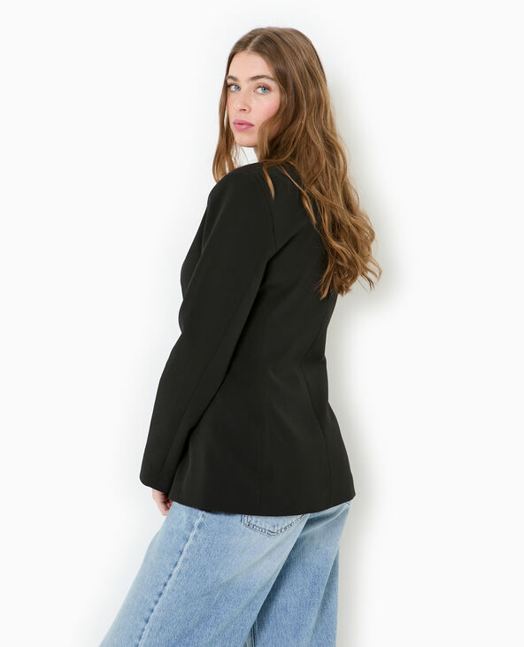 Veste blazer cintrée avec boutons pressions noir - Pimkie