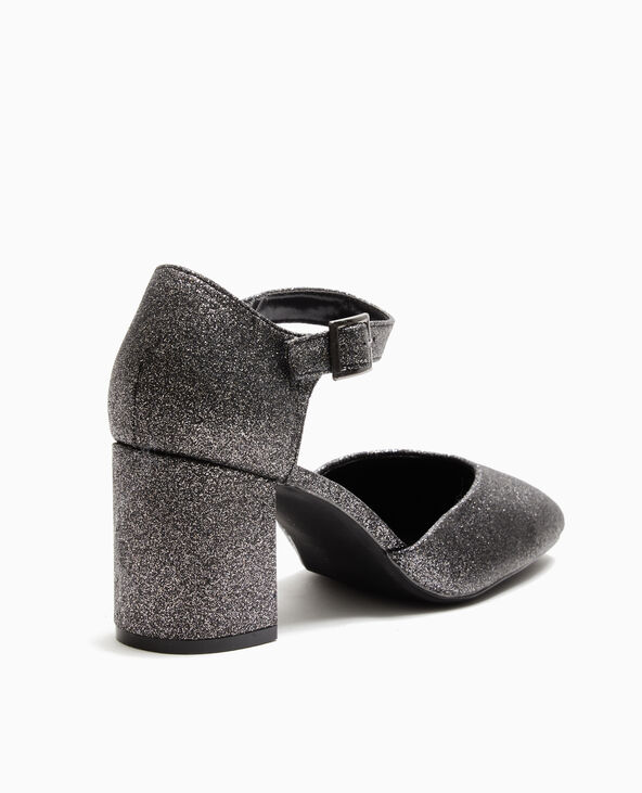 Babies à talons avec paillettes argenté - Pimkie
