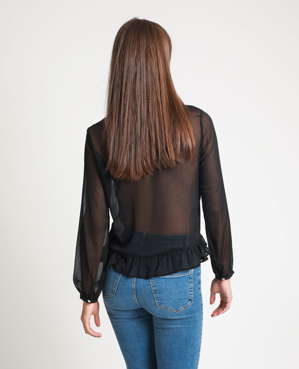Blouse à volant noir - Pimkie