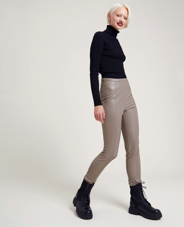 Legging simili cuir taupe - Pimkie