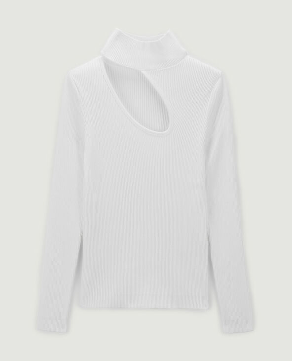 Top maille côtelée avec découpe blanc - Pimkie