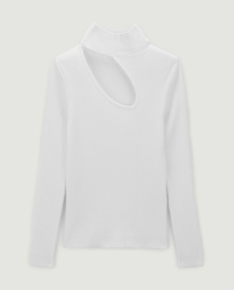 Top maille côtelée avec découpe blanc - Pimkie