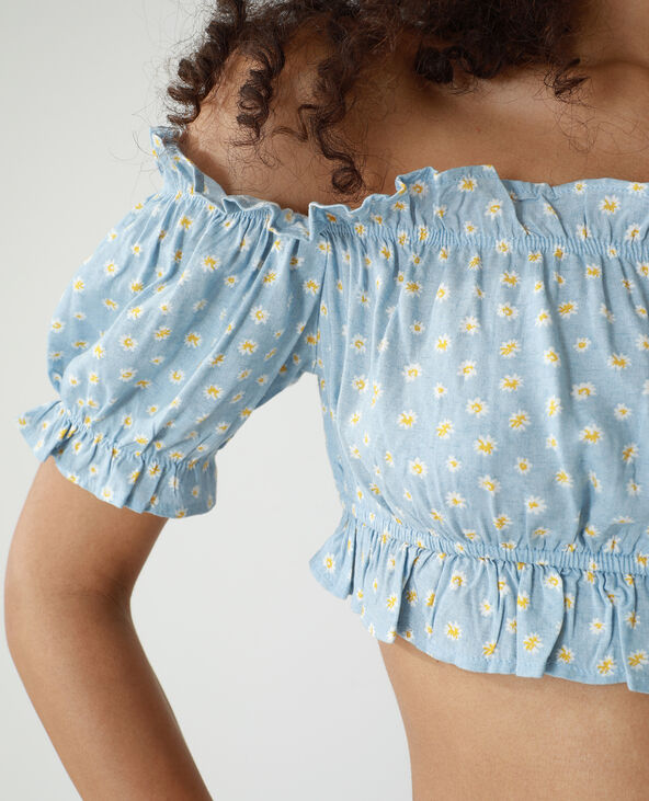 Crop top fleuri bleu - Pimkie