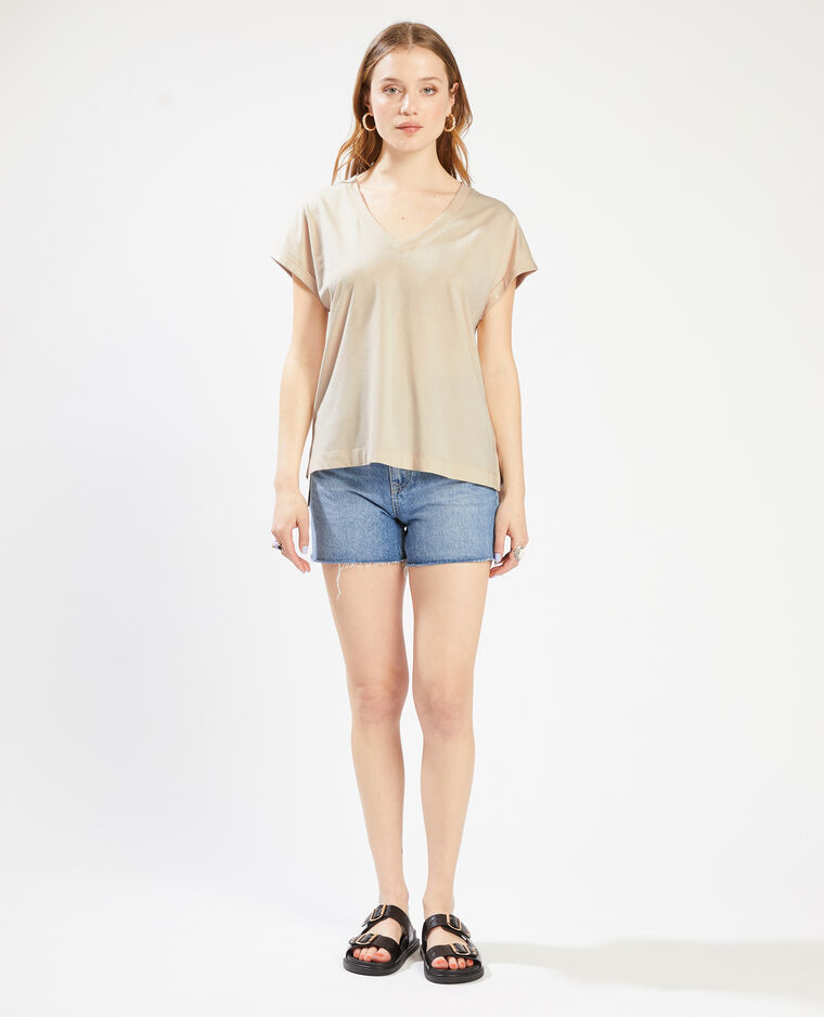 T-shirt col V écru - Pimkie