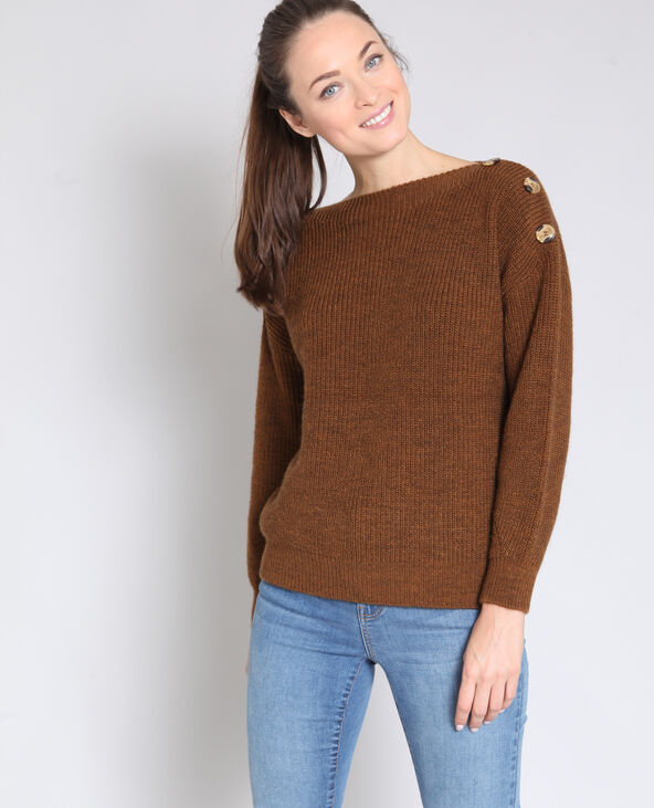 Pull à boutons camel - Pimkie