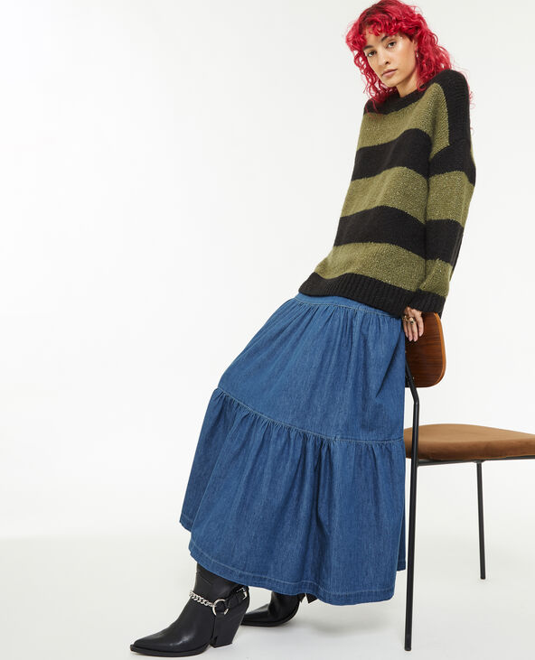 Jupe longue en chambray bleu - Pimkie
