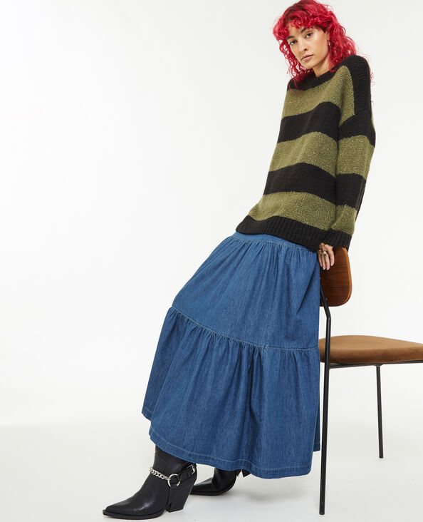 Jupe longue en chambray bleu - Pimkie