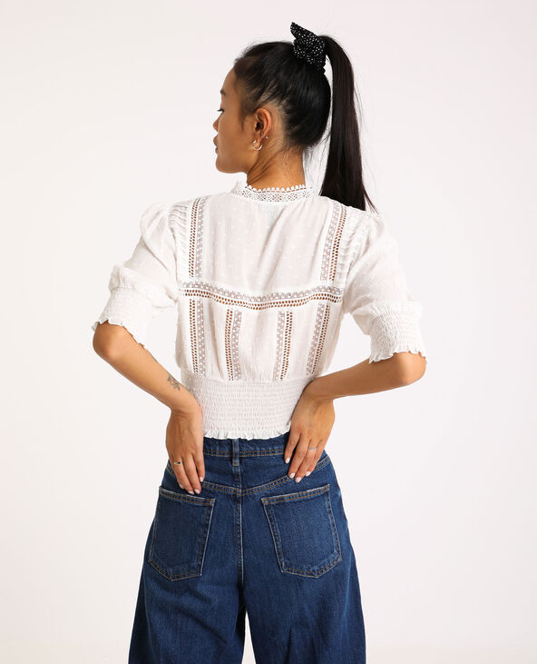 Chemisier court en dentelle blanc - Pimkie