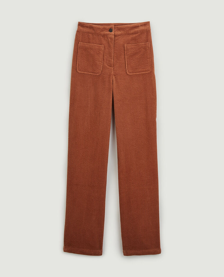 Pantalon droit en velours côtelé orange - Pimkie