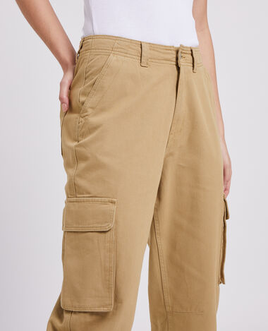 Pantalon droit cargo taille haute camel - Pimkie