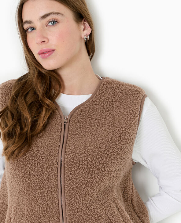Gilet sans manches en sherpa effet mouton marron - Pimkie