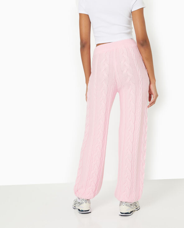 Pantalon droit en maille torsadée rose clair - Pimkie