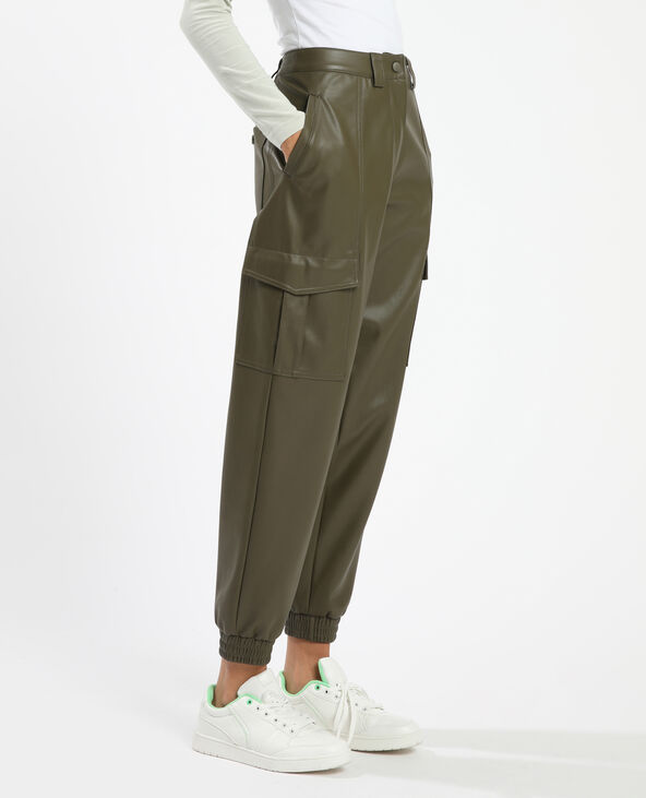 Pantalon cargo simili cuir taupe - Pimkie