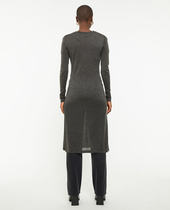 Robe longue boutonnée en maille gris foncé - Pimkie