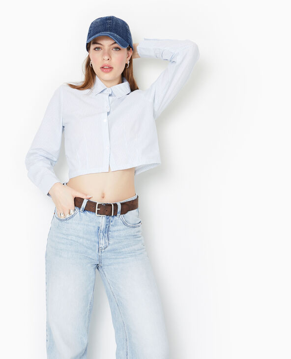Chemise courte rayée manches longues  bleu - Pimkie