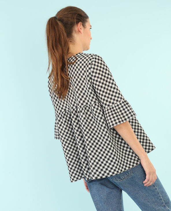 Blouse popeline vichy blanc - Pimkie