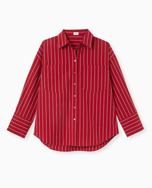 Chemise oversize rayée avec poches rouge - Pimkie