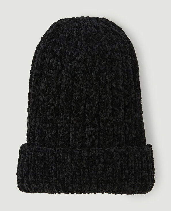 Bonnet en maille chenille noir - Pimkie
