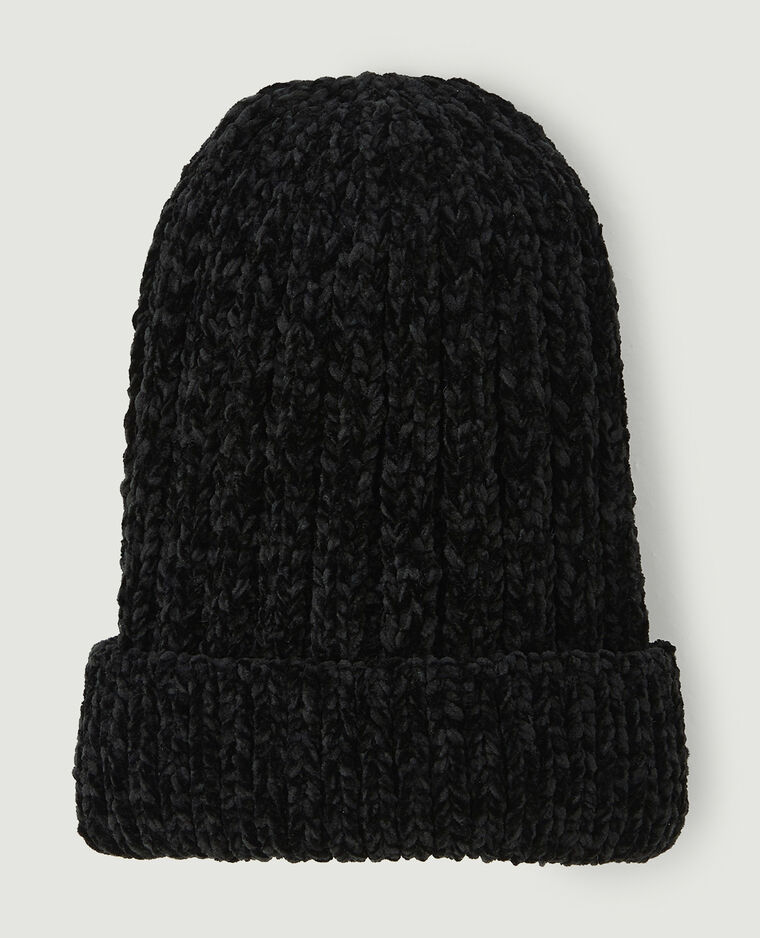 Bonnet en maille chenille noir - Pimkie