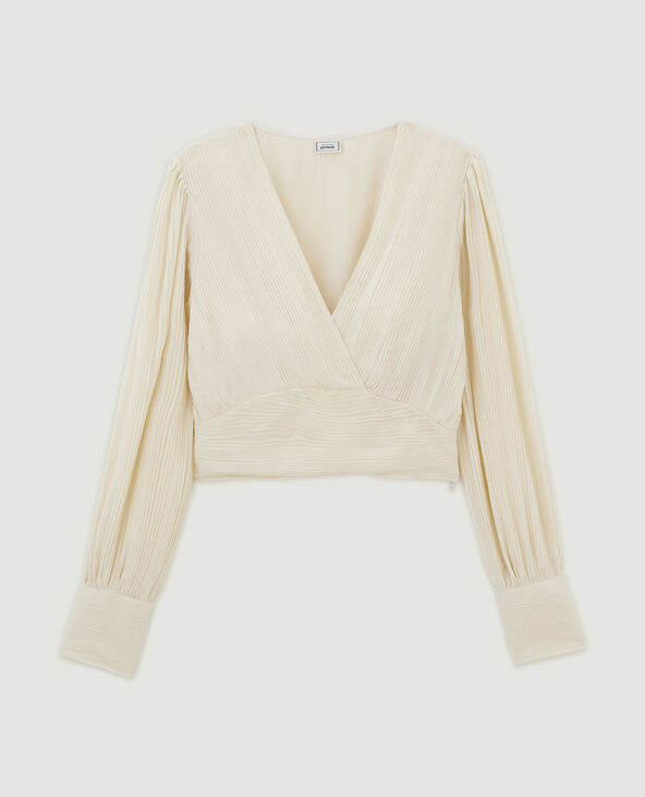 Top effet drapé à manches longues beige - Pimkie