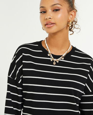 T-shirt marinière à manches longues noir - Pimkie