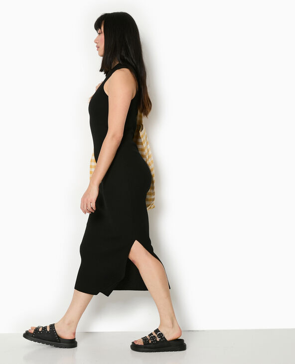 Robe longue et moulante en maille côtelée noir - Pimkie