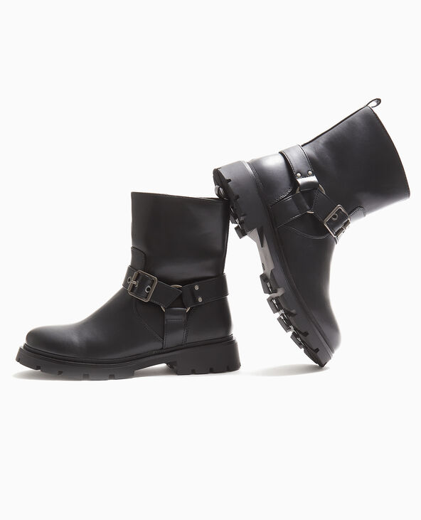Boots motardes avec brides noir - Pimkie