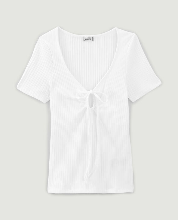 Top avec lien coulissé à nouer blanc - Pimkie