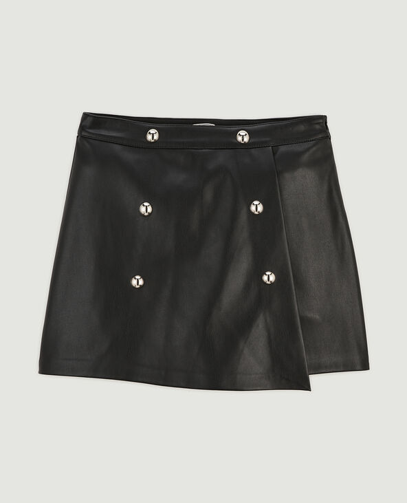 Jupe short en simili cuir avec clous