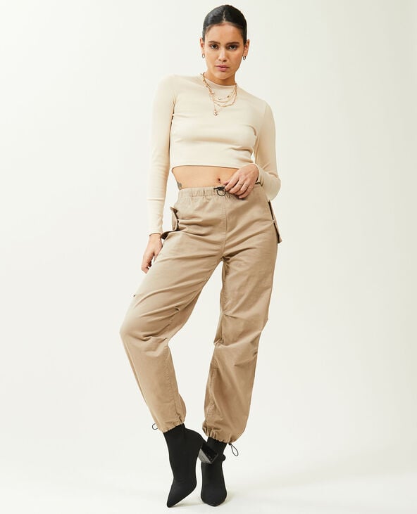 Pantalon parachute multipoche taupe - Pimkie