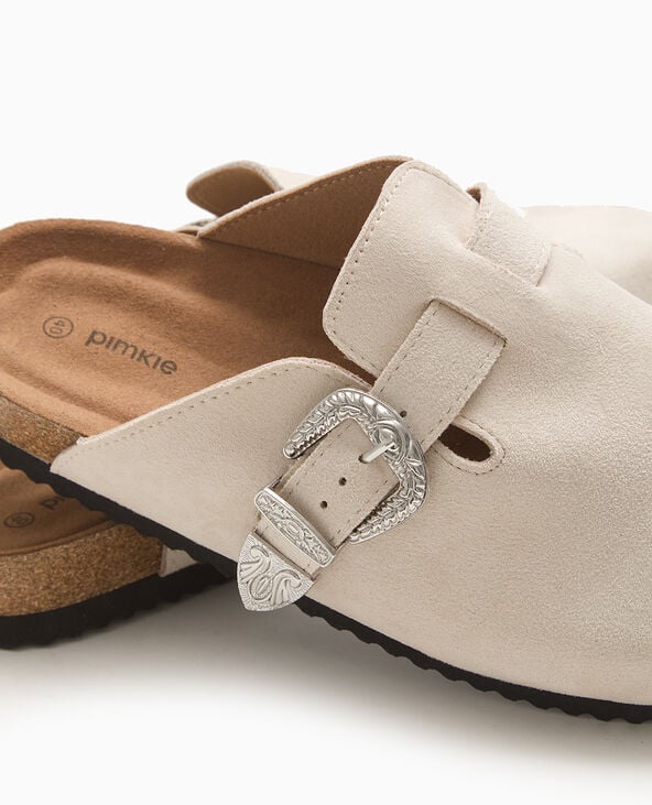 Mules sabots avec boucle western blanc - Pimkie