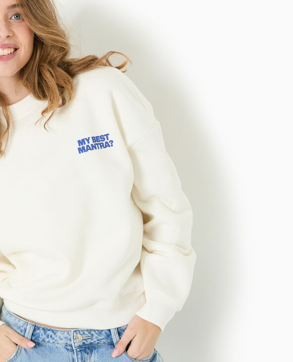 Sweat oversize avec print poitrine et dos  blanc - Pimkie