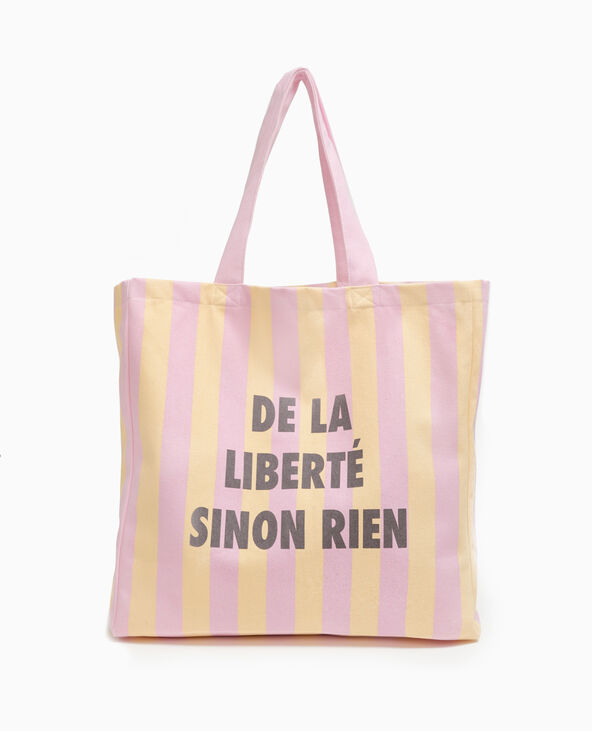 Tote bag XXL rayé rose clair - Pimkie