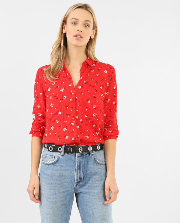 Chemise fleurie rouge - Pimkie