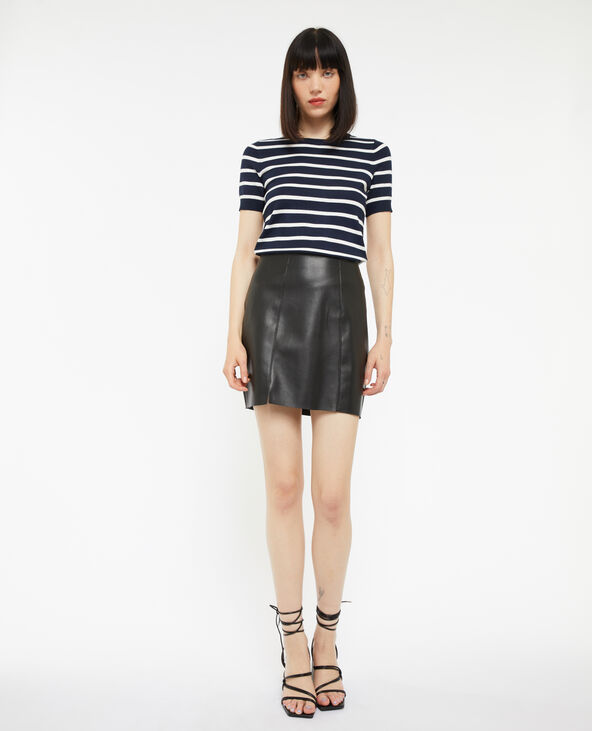 Jupe courte en simili cuir noir - Pimkie