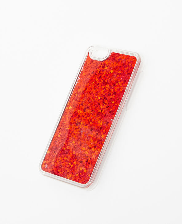 Coque paillettes coeur compatible Iphone 6/6S rouge - Pimkie
