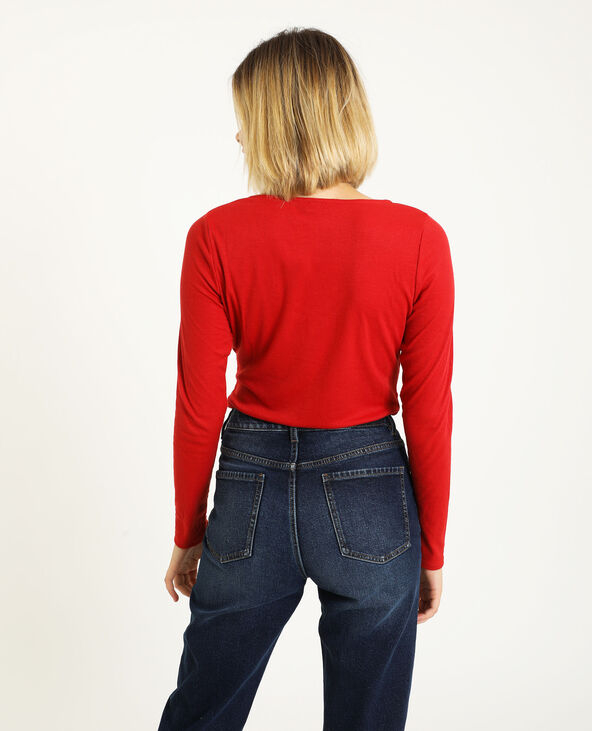 Top décolleté lacé rouge - Pimkie