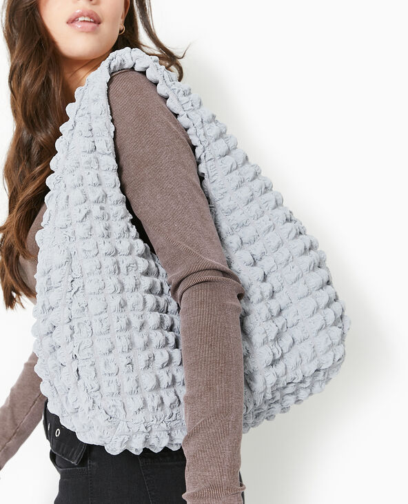 Sac forme lune en tissu reliéfé gris - Pimkie