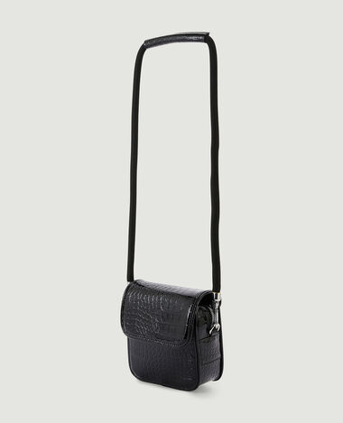 Sac boxy effet croco verni noir - Pimkie