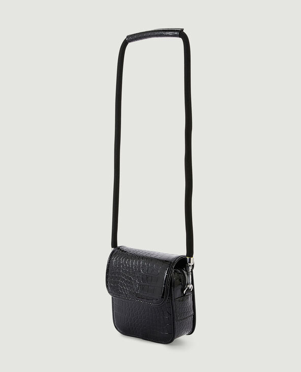 Sac boxy effet croco verni noir - Pimkie