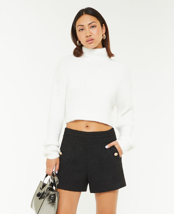 Pull court col roulé en maille fluffy  blanc - Pimkie