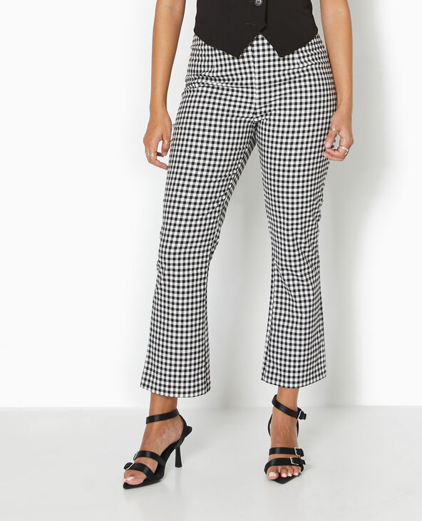 Pantalon 7/8 motif vichy noir - Pimkie