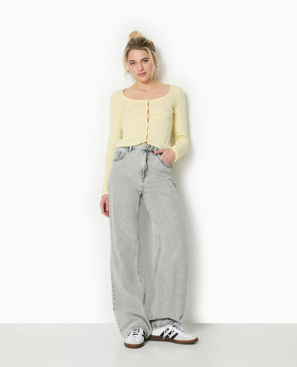 Top cardigan en maille fantaisie jaune - Pimkie