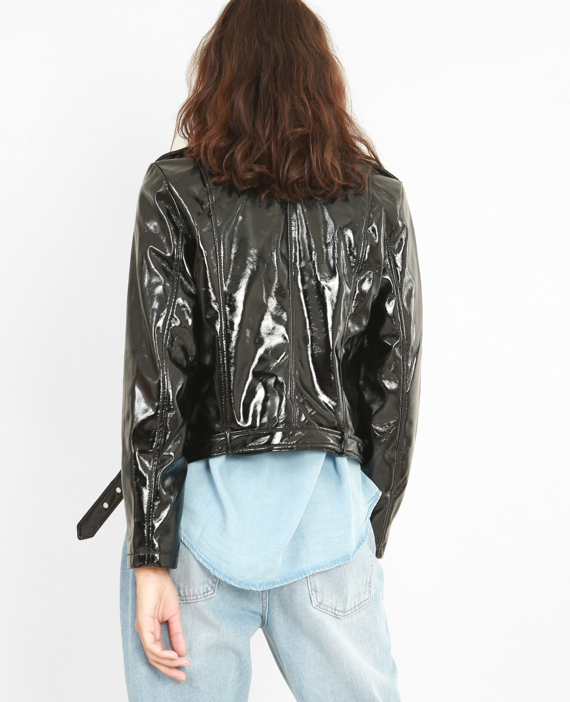 Blouson biker vinyle noir - 323195899A0G | Pimkie