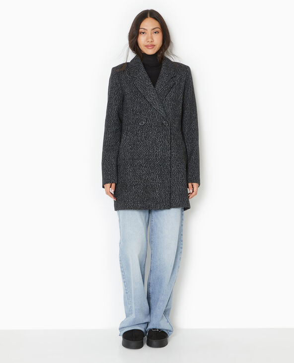 Manteau mi-long avec laine gris foncé - Pimkie