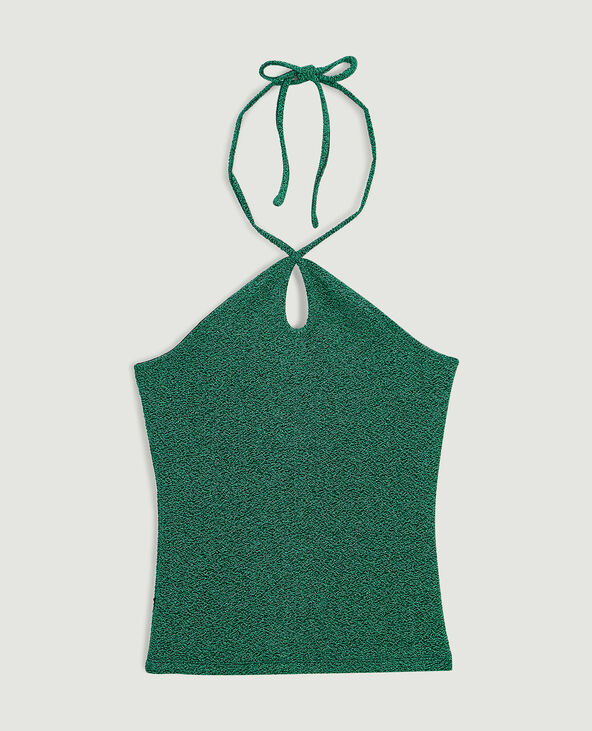 Top dos-nu maille lurex vert - Pimkie